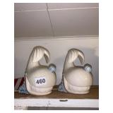 MANN CERAMIC WHALE BOOK ENDS, MADE IN JAPAN