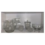 ETCHED GLASS WATER PITCHERS WITH APPLIED GLASS