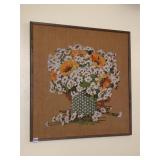 27X29 EMBROIDERED FLOWER BASKET IN FRAME