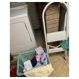 STEP LADDER, LAUNDRY BASKET