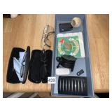 PRESCRIPTION GLASSES, CAR MOUNT, NAPKINS, LIGHT