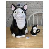 CAT COOKIE JAR AND MATCHING CREAMER
