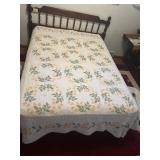 YELLOW FLOWER EMBROIDERED FULL/QUEEN BED SPREAD