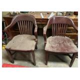 PAIR OF WOOD DESK CHAIRS
