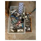 BIN AND WOOD TOOLBOX WITH LIFT OUT TRAY FILLED