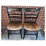 PAIR OF STENCIL BACK L HITCHCOCK TABLE CHAIRS