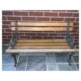 CHILD SIZE IRON AND WOOD BENCH