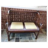 WOODEN BENCH, LOVE SEAT, PADDED SEATS, 37X19X34