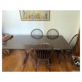 MAHOGANY DINING TABLE WITH ONE LEAF AND 6