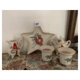 LILY CREEK CARDINAL SUGAR/CREAMER, LENOX CANDLE