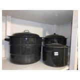 SPECKLE WARE CANNING POT AND STOCK POTS
