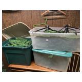 3 BINS AND ARTIFICIAL CHRISTMAS TREE