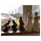 LIGHT UP ANGELS, CARDINAL AND BLUE JAY FIGURINES,