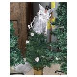 SMALL PRE-LIT TREE IN PLANTER WITH ANGEL TOPPER