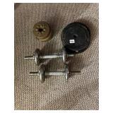 HAND WEIGHTS, 4 TEN LB. WEIGHTS, 3 OTHERS