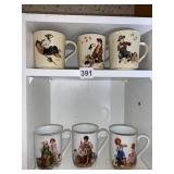 6 NORMAN ROCKWELL MUGS