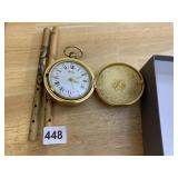 BULOVA JAPAN POCKET WATCH DESK CLOCK, WOOD