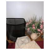 SHREDDER BIN, SILK FLOWER ARRANGEMENT, MICKEY