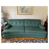 CURVED BACK GREEN UPHOLSTERED SOFA, 82X39