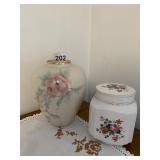 SADLER COVERED JAR AND LENOX VASE