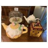 CHEESE TRAY WITH DOME, DEBBIE MUMM FIGURAL TEA