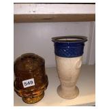 AMBER GLASS FAIRY LAMP, VASE