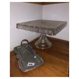 SQUARE PEDESTAL CAKE PLATE, COASTER HOLDER