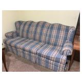 BROYHILL BLUE BEIGE PLAID SOFA