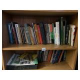 2 SHELVES OF BOOKS INCLUDING LARGE HARDBACK