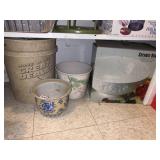 PLANTERS, CERAMIC BOWL, BUCKET
