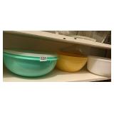 MILK GLASS MIXING BOWL, SERVING BOWL AND