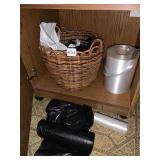 PLANTER BASKET, TRASH BAGS, SPOOL OF STRAPPING