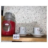 REINDEER DEMITASSE CUPS, JAR CANDLE