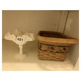 DECORATIVE CHICKEN BASKET, RUFFLED EDGE MILK
