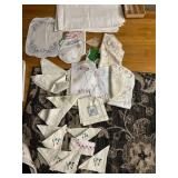 CLOTH NAPKINS, HANKIES, DRESSER RUNNERS, DRESSER
