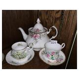 ROYAL ALBERT TEA POT AND REGAL HERITAGE CUPS AND