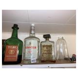 OPEN LIQUOR BOTTLES, GLASS CANDLE SHADE