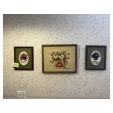 TRIO OF FRAMED NEEDLEPOINT PICTURES