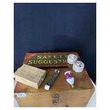SAFETY SUGGESTION WOOD BOX, SALZ BROS. VINTAGE