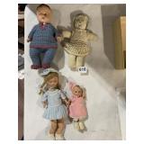 COMPOSITION DOLL, CROCHETTED DOLL