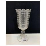GLASS VASE 9" H WITH FOOTED BASE