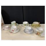 7 CUPS AND SAUCER SOME HAND DONE