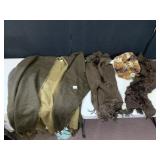 FRINGED SHAWL AND 3 SCARVES