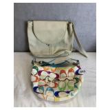COACH CREAM LEATHER BUCKET BAG WITH FLIP TOP AND