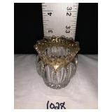 GOLD RIM TOOTHPICK HOLDER 2.75" H & BISQUE