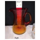 AMBERINA APPLIED HANDLE PITCHER 9" H