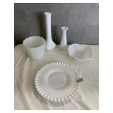 HOOSIER MILK GLASS VASE, MILK GLASS PLANTER,