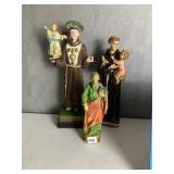 3 SAINTS MADE OF PLASTER, TALLEST 14" H