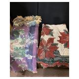 CHERUB AND POINSETTIA TAPESTRY THROW BLANKETS