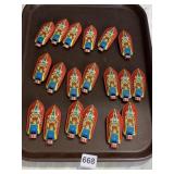 19 TIN MADE IN JAPAN SPEED BOAT WHISTLES